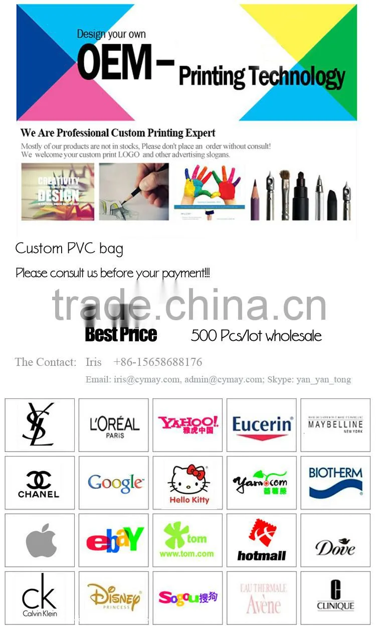 Custom pvc slider bag for cosmetics