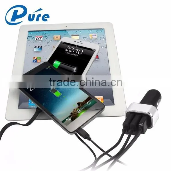 Factory New Product promotional multicolor 3 port usb car charger with LED Light Indication