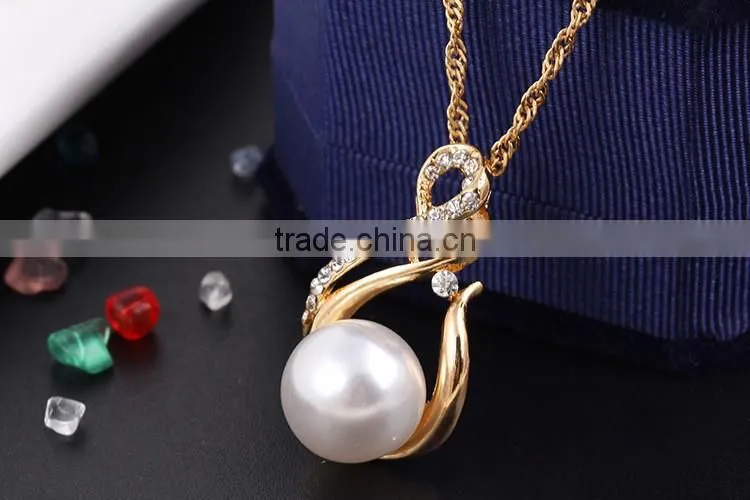 Small Order China Wholesale necklace with pearl earring gold 3pcs jewelry set korean