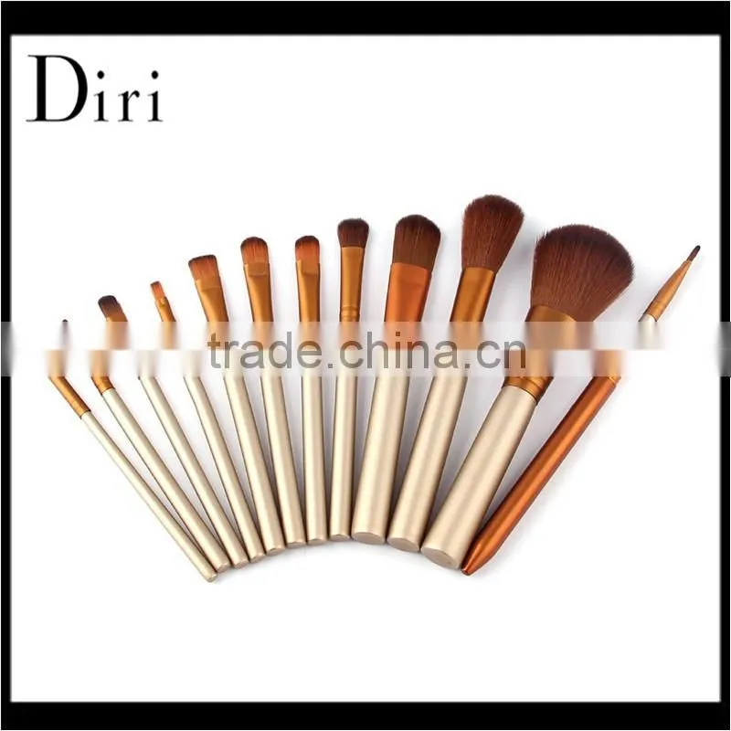 Glossy gold color high quality synthetic makeup brushes