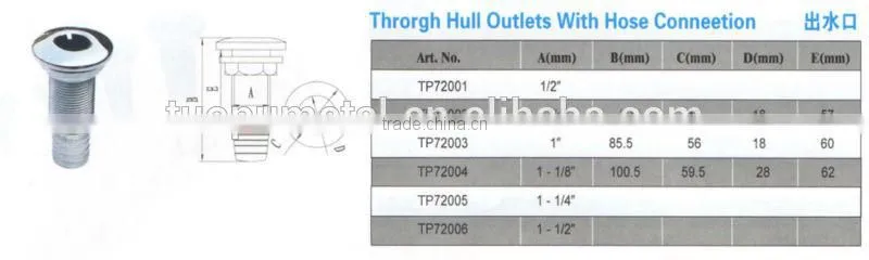 Through Hull Outlets With Hose Connection,Yacht Thru Hull ,China boat thru hull