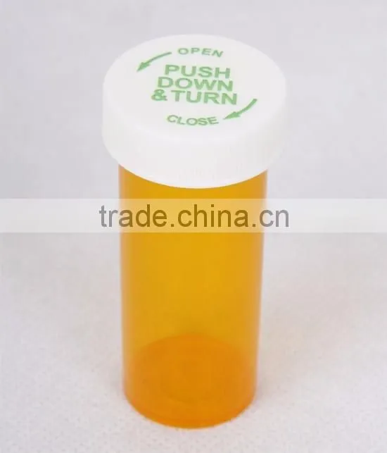 Plastic Child Resistant Push Down and Turn Vials