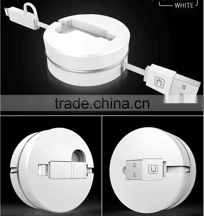 Hot Sale Hidden USB Data Cable Dual Universal Flexible USB Charging Cable For Iphone 5s/6/6s And Android Mobile Phones