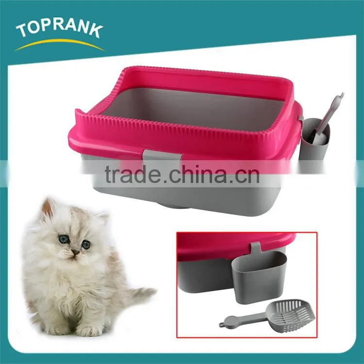 Hot selling indoor outdoor portable cat toilet PP plastic cat litter box with scoop