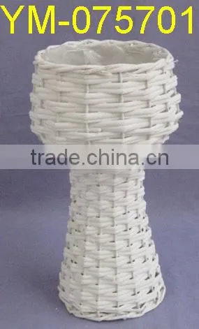 Large Round Wicker Garden Flower Basket With Metal Label