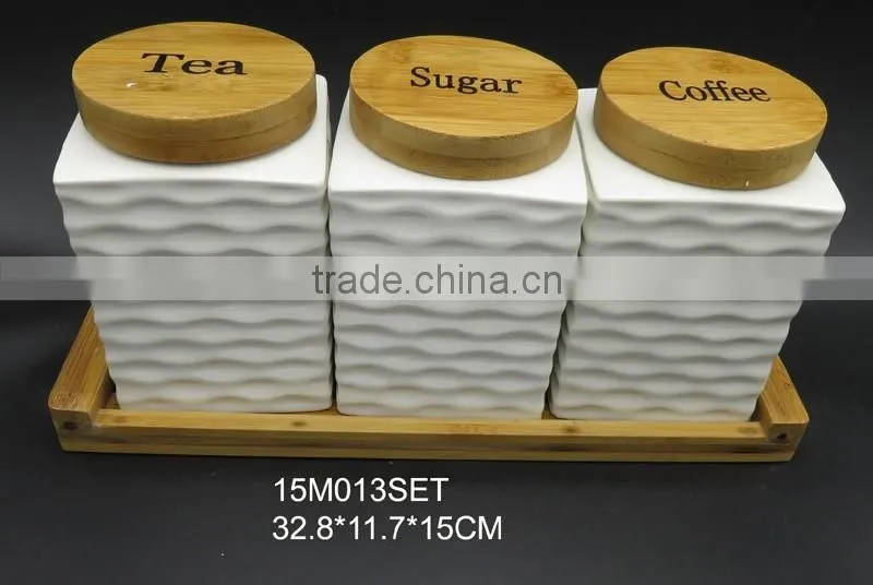 White colour coffee sugar tea ceramic storage jar