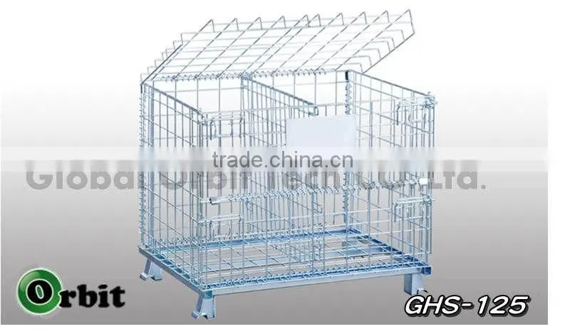 Service Supplies Folding Stackable Container Wire Mesh Basket Warehouse Cage