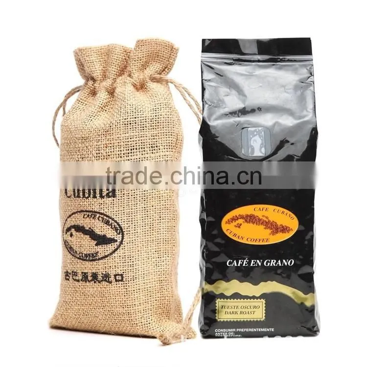 Clear jute bag with window/small jute wine bag with cotton material handle