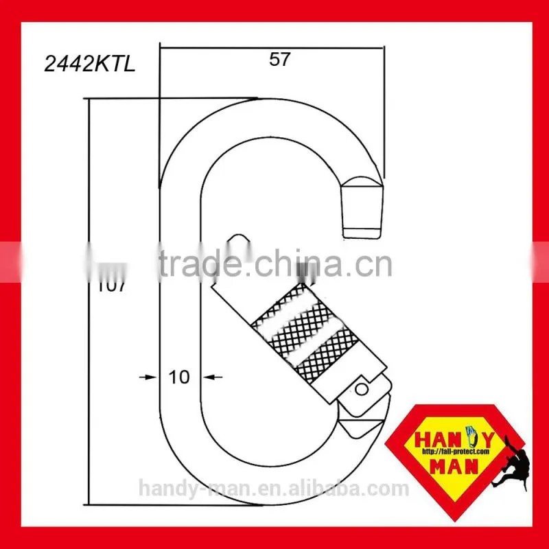 2442KSG Screw Lock 25kN Galvanized Steel Oval Carabiner
