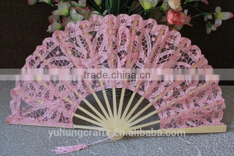 Handmade high quality cotton lace fan