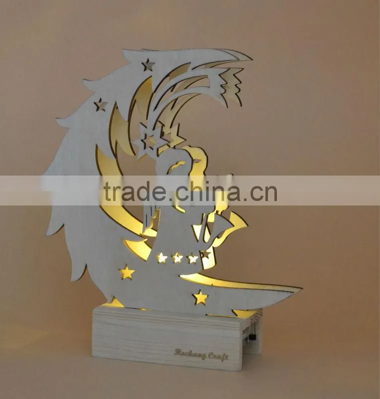 2015 newest top quality wooden Christmas decor gift with light