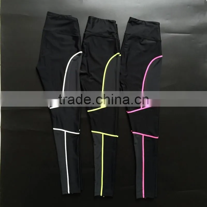 New Fashion Yoga Gym Geometric Mesh Leggings Fitness Work Out Black Elastic Running Pants