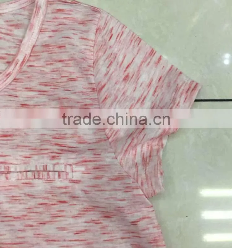 Women stock apparel v-neck slub cotton t-shirt