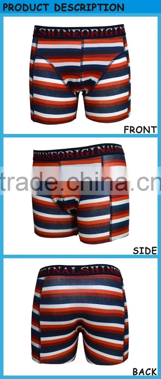 Stripe Printed Cotton Spandex Man Underwear Boxers