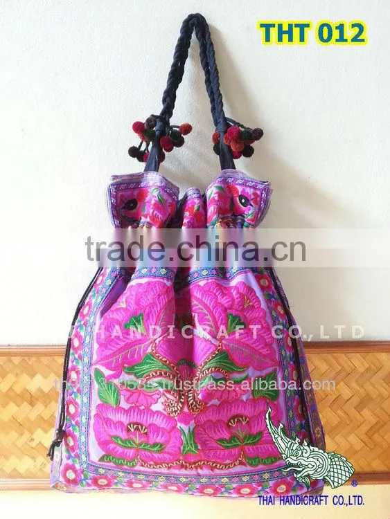 Extra Thai Embroidered HMONG Hill Tribe Tote Bag XL