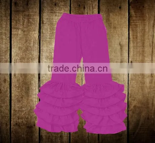 2016 Latest Designs baby Muliti Ruffles Pants Girls Soild Colorful leggings Kids Children Girls' Wholesale Ruffle legging pants