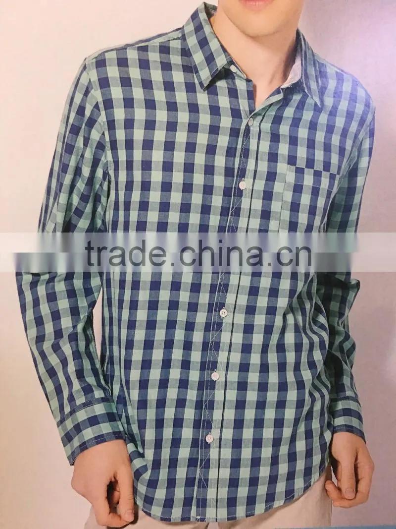 Young men's wear plaids long-sleeved shirt