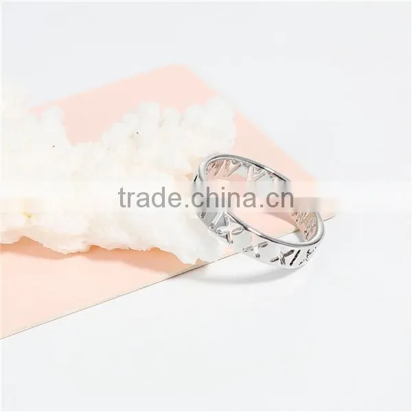 Copper Unadjustable Rings Silver Tone Number