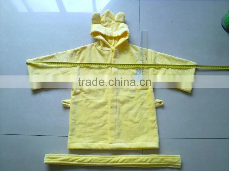 100% cotton colored velour kids bathrobe