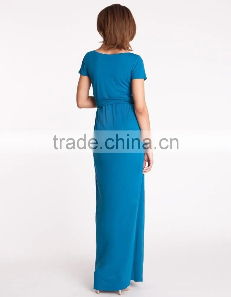 hot sale aqua draped maternity maxi dress pregnant evening dress