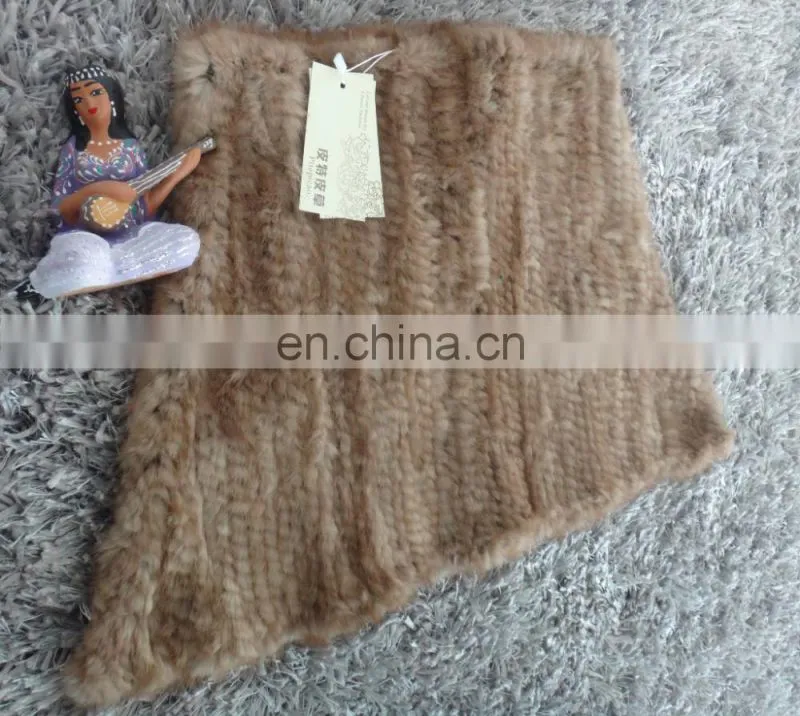 knitted mink fur tube cape for women