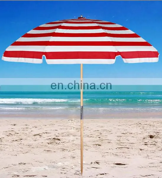 Green&white stripe wooden fishing umbrella,beach umbrella