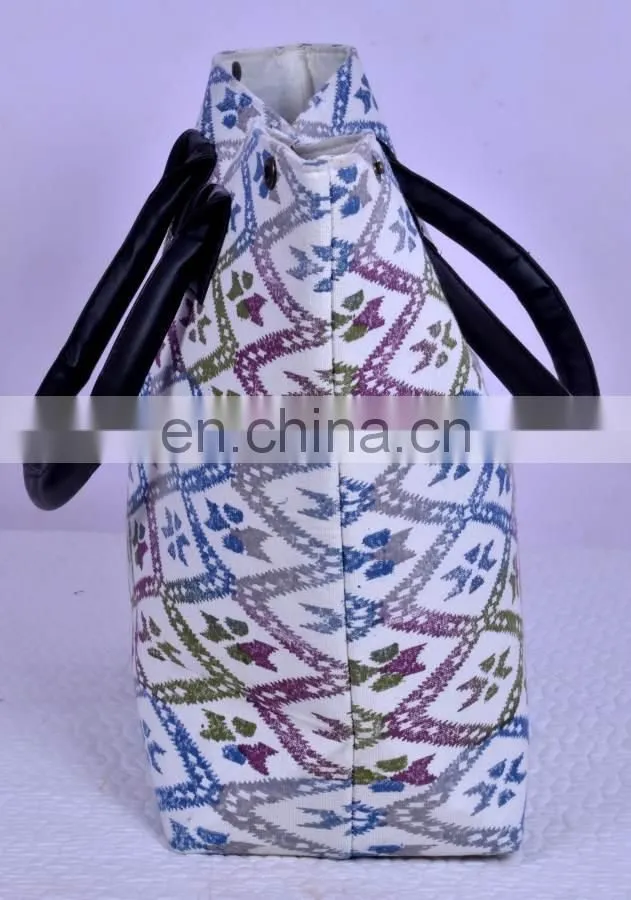Indian Hand Block Printed Abstract Bag Hippie Ladies Bag Magnet Button Closure