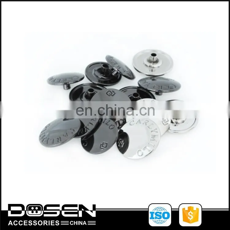 2 Colored Shiny Cap Dome Custom Engrave Logo Metal Snap Button Snap Fastener Mirror Face Studs Button for Jacket Coat Shirt 15mm