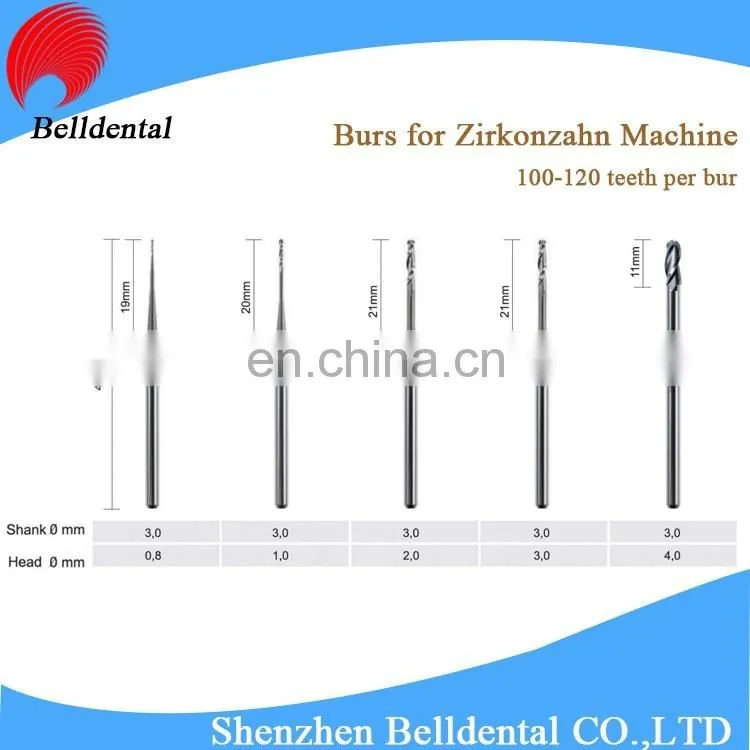 CAD CAM System DLC Coating Dental Zirconia Milling Burs for Zirkonzahn