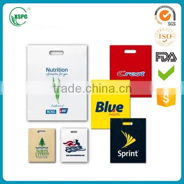 plastic colored customized die cut patch handle bag