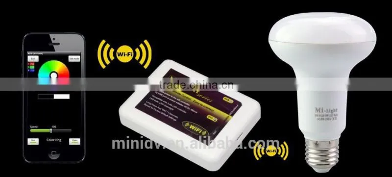 50000 Hours Lifespan 9W RGBW Mi.light E27 WiFi LED Bulb 6000-6500K Color Temperature Adjustable With Free Remote Android IOS APP