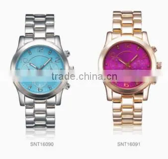 2016 women watch stainless case back luxury Rose Gold IPS Fashion casual blue dial