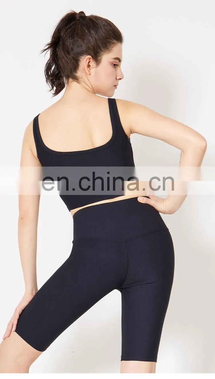 Eco Yoga Bra 2021 Ribbed Square Back Yoga Sports Bra Wear Gym Clothing Womens Fitness Top