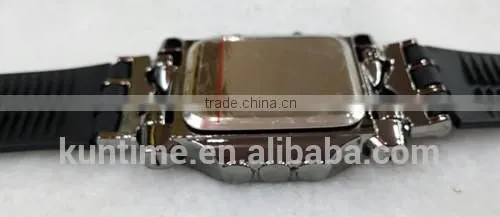 Hot New Products For 2014 Men's LED Lattice Display Black Rubber Band Wrist Watch