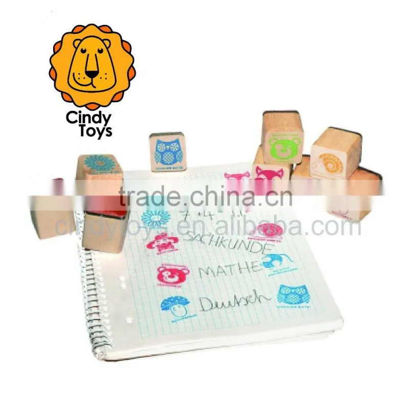 Wooden Rubber Stamps Award 9 pcs for Kids