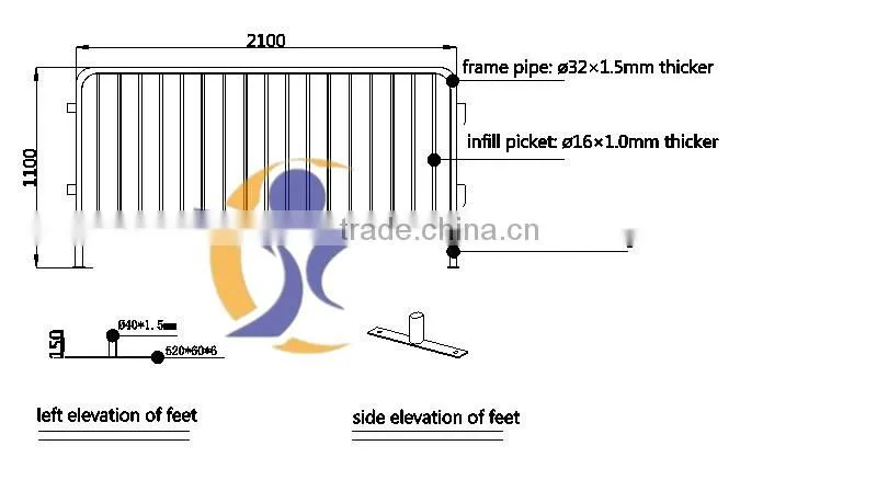used galvanized crowd control barrier