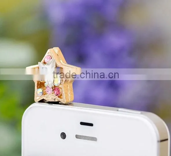 2012 Cute bling Stars anti dust plug charm for mobile phone