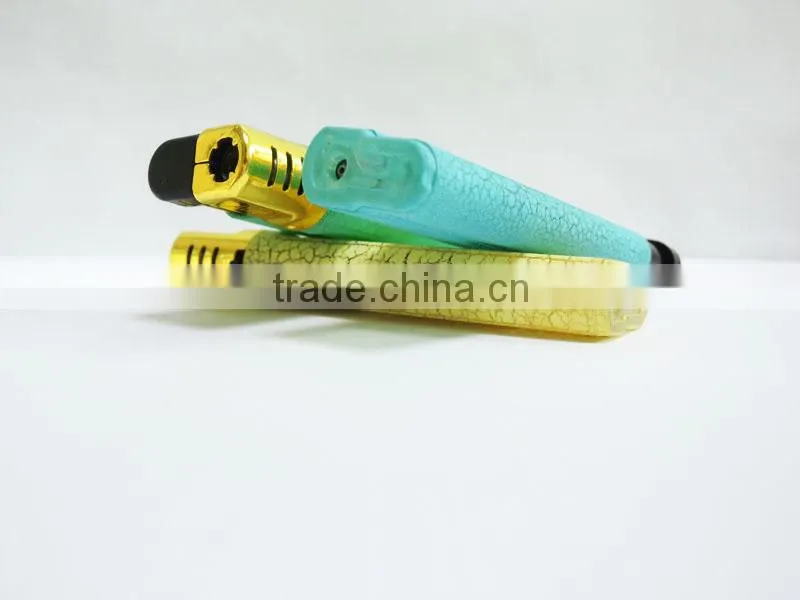 Leather surface plastic gas refillable windproof smoking cigarette lighter