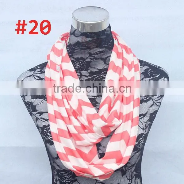 Wholesale Double Layer Jersey Knitted Chevron Infinity Scarf