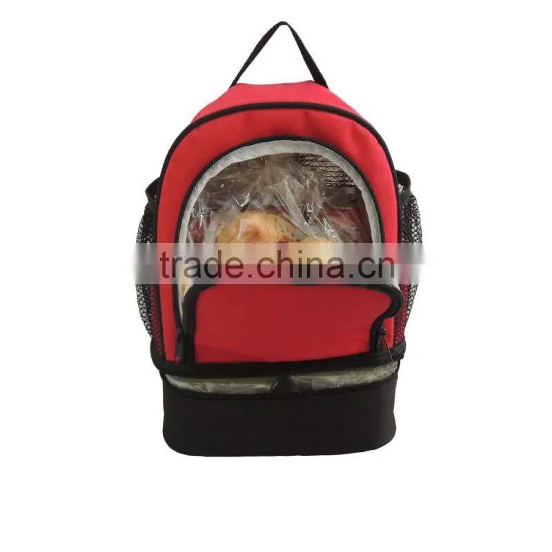 2015 insulated cooler food delivery bag two compartments cooler bag