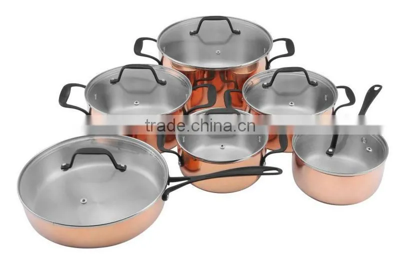 Copper Plated Outside 3 layer Stainless Steel cookware set