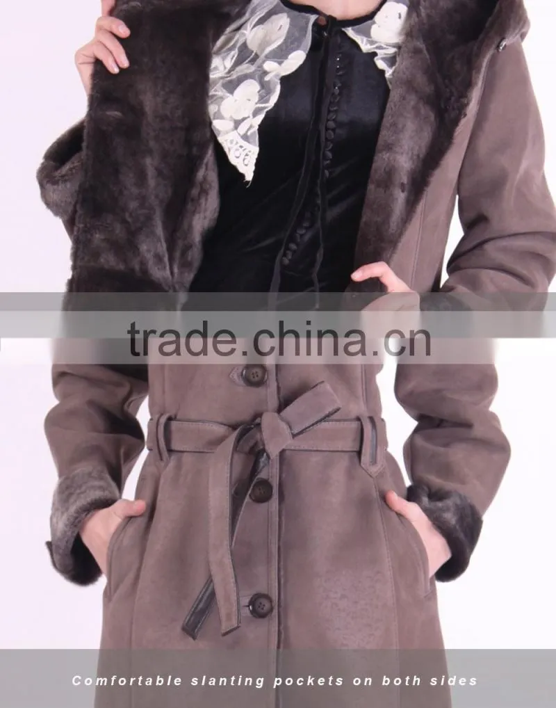 New Design Winter Women Long Slim Fit Wool Fur Coat