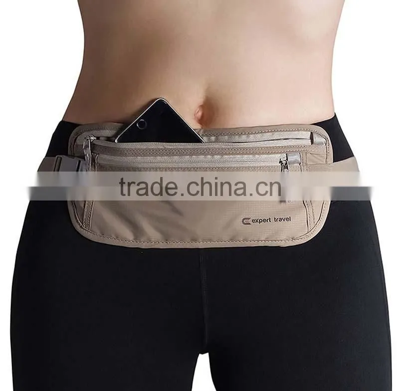 Travel Rfid Blocking Waist Money Belt with Phone Pocket for sport
