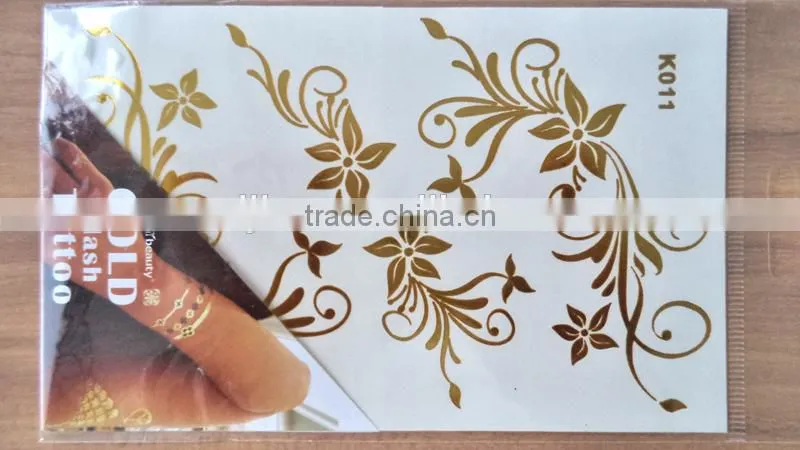 K Flash Tattoos Newest Temporary gold silver tattoos 12 designs 9*15 CM