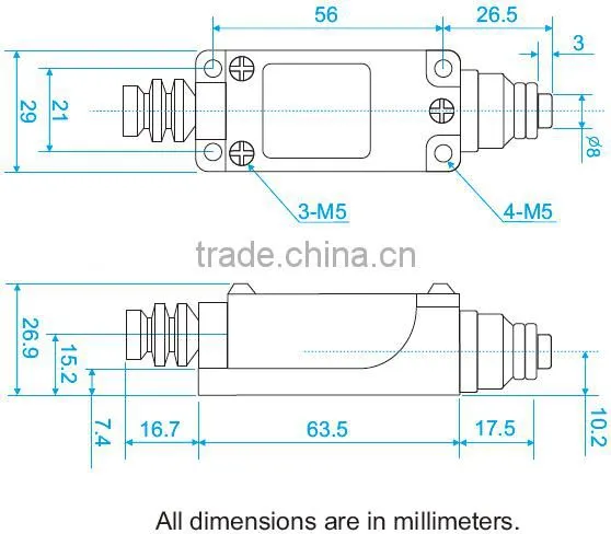 Limit Switch with Button Plunger