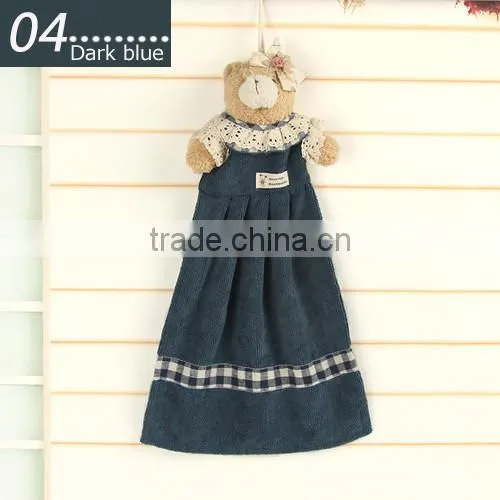 Cute animal decorative hand towel with lace, girl dress microfiber hand towel
