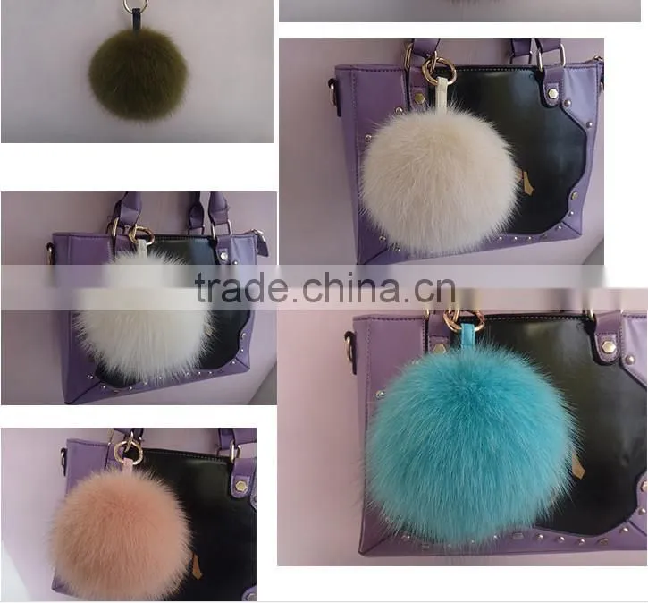 2016 New Fashion genuine fox fur ball for keychain bag toy Accessories