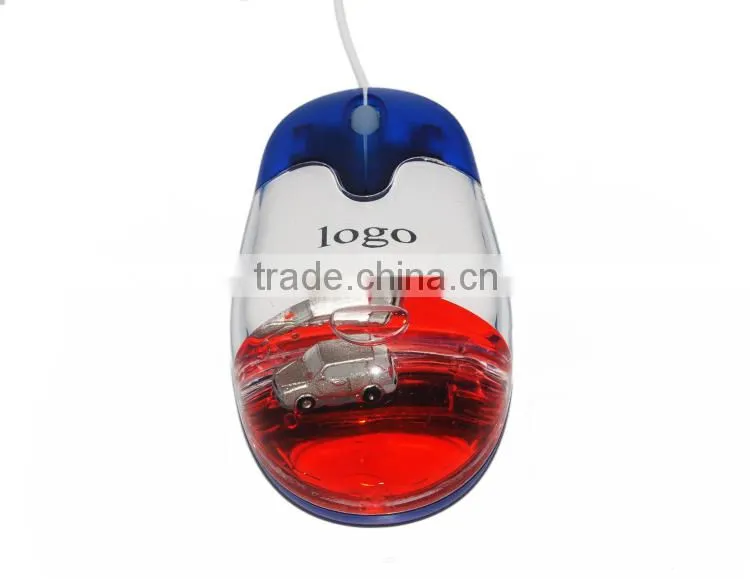Computer Gift USB wired liquid aqua mouse with light-up LED logo