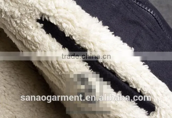 2015 casual men's thicken hooded lambs cotton-padded jacket
