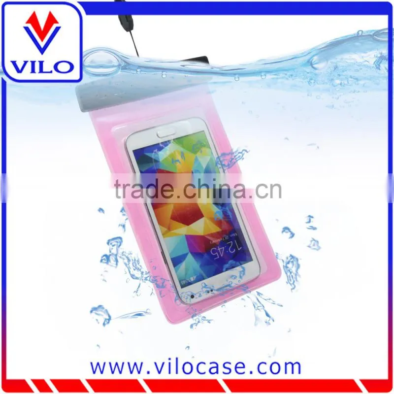 Colorful universal clear cover pouch waterproof case with neck strap